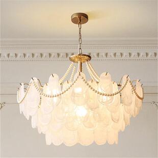 轻奢法式全光谱客厅吊灯复古简约现代水晶珍珠贝壳主卧室餐厅灯具