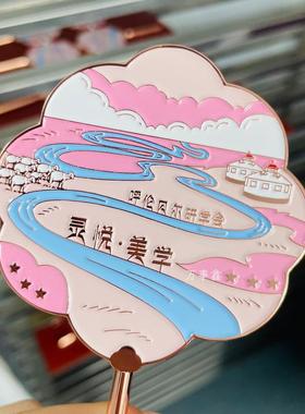 文金属妆镜随身wsx02镜手柄镜点景创旅游化纪念双面浮雕镜