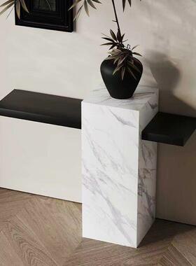 高端悬浮款岩板花架几桌家居玄关过关入户落地式摆饰摆件底座