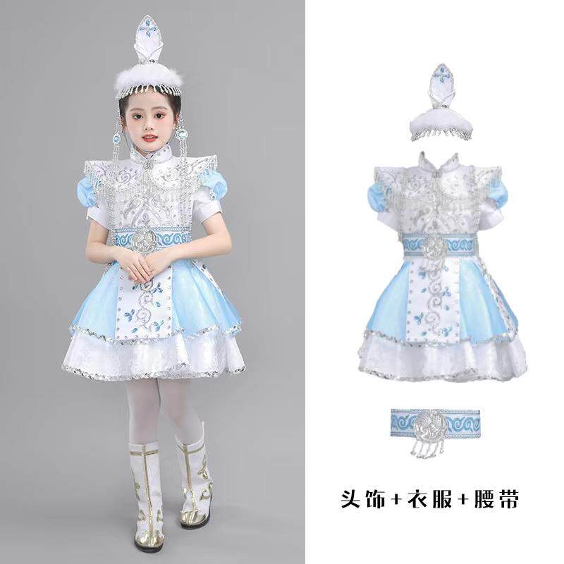 高档蹈儿童民装藏族服六一少数族服装藏服女童开场舞独唱盛装舞表