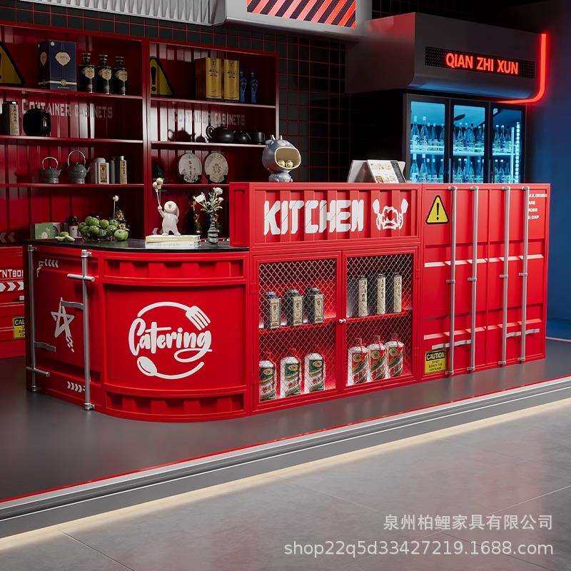 吧台收银台咖啡厅奶茶店前台接待台酒吧清吧饭店餐厅商用转角柜台