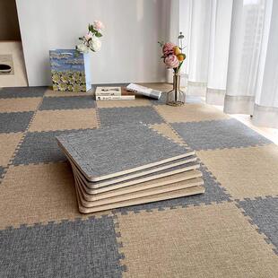 亚麻泡沫拼接地垫家用客厅卧室房间床边地毯大面积全铺儿童爬行垫