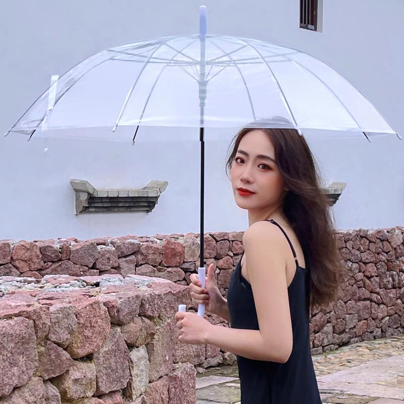透明雨伞ins成人学生磨砂长柄广告伞大量防紫外线遮阳太阳伞