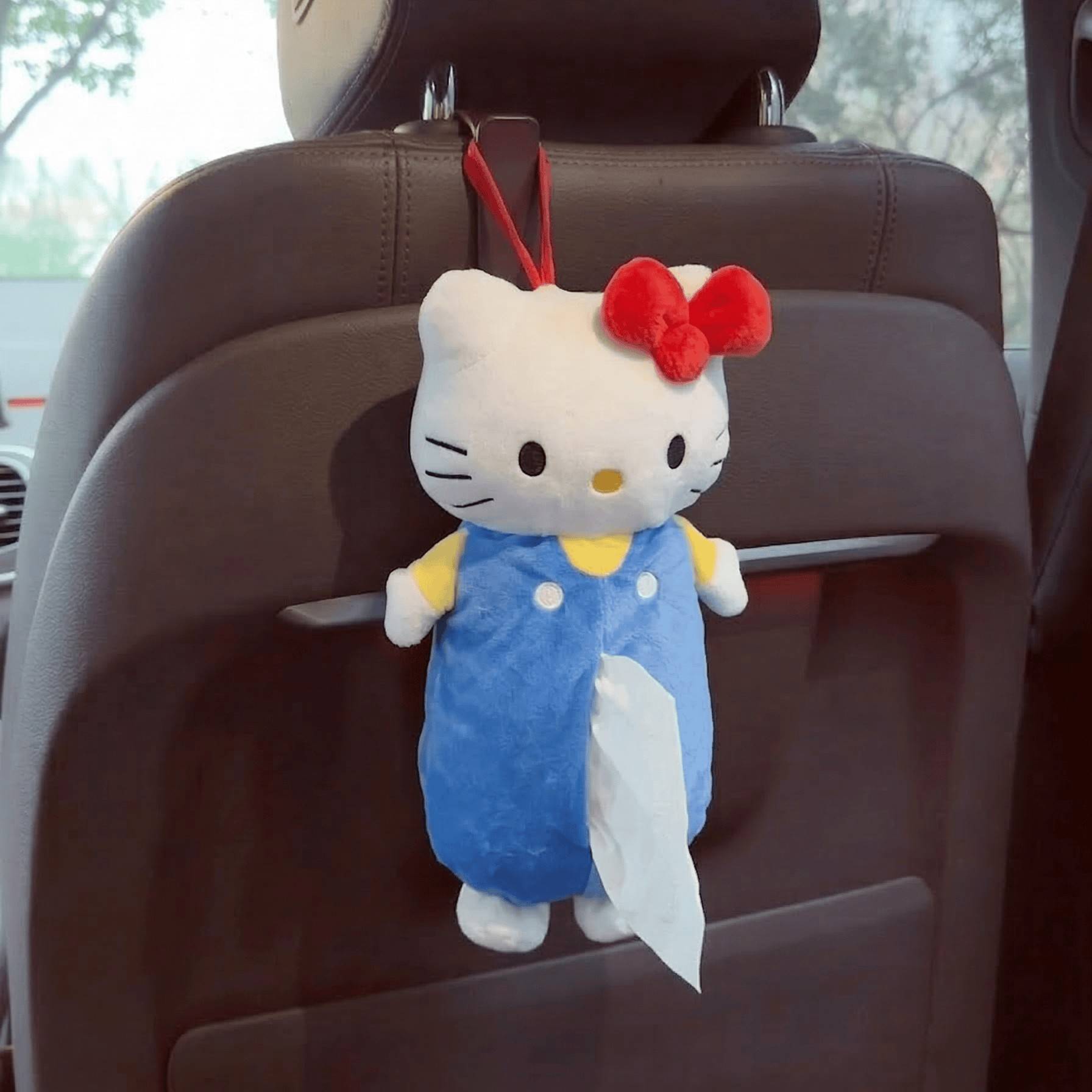 车载纸巾盒卡通猫中控台纸巾袋抽纸盒挂式挂袋女生可爱汽车装饰