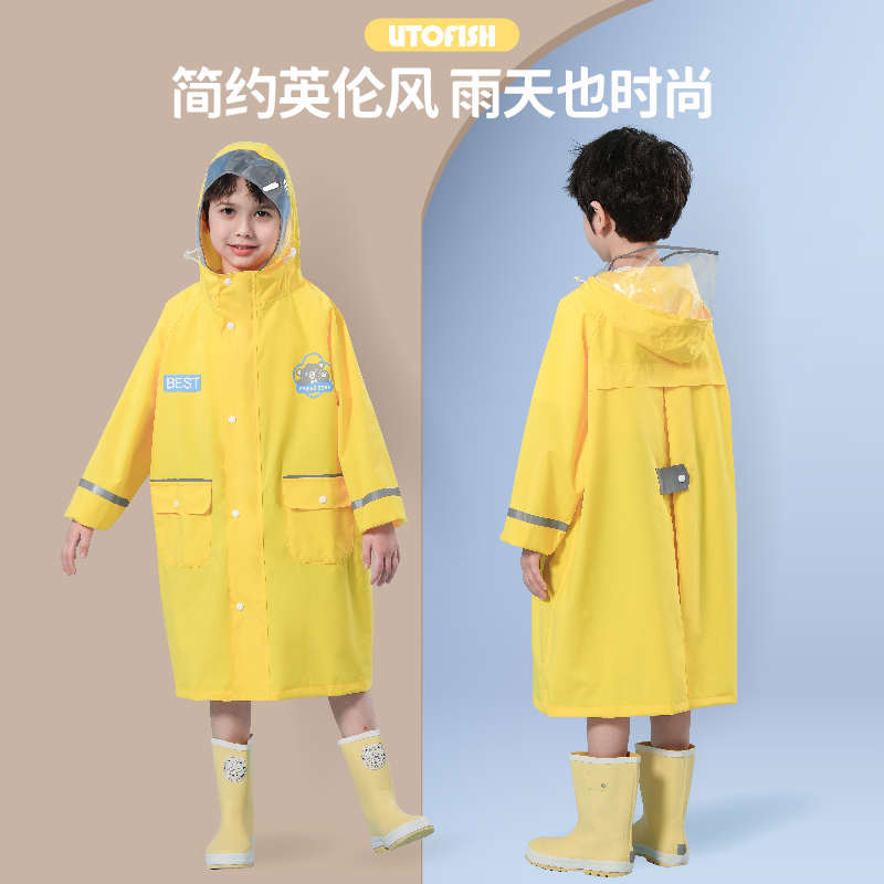儿童雨衣男童男孩小学生带书包位2022新款中大童宝宝上学网红雨披