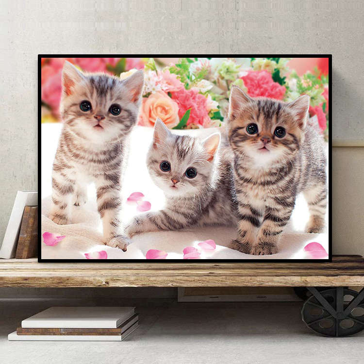 钻石画满钻新款2025动物猫咪5d点贴钻十字绣现代小幅简约客厅卧室