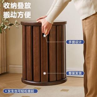 实木叠叠凳家用多功能组合板新中20240812式 餐厅备纳圆凳用可收凳子凳餐椅