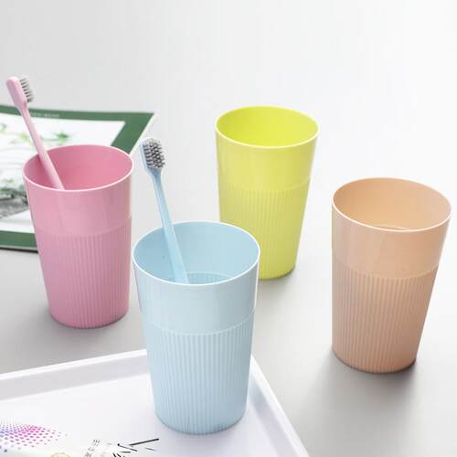 Creative Fine Stripe Wide Mouth Toothbrush Cup and Mouthwash