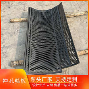 重型冲孔板破碎粉碎机抗磨筛板高锰钢合金震动弧形圆孔滚筒筛板