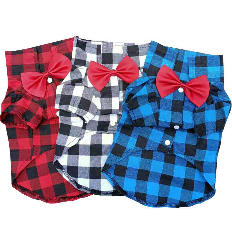 狗狗格子衬衫西装结婚礼服泰迪比熊小中大犬宠物衣服猫咪春夏秋款
