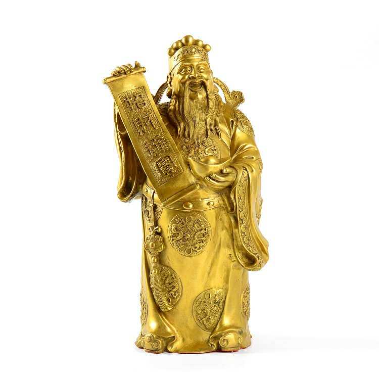 批发精工 铜财神爷文财神财帛星君财神像铜摆件饰品黄铜器