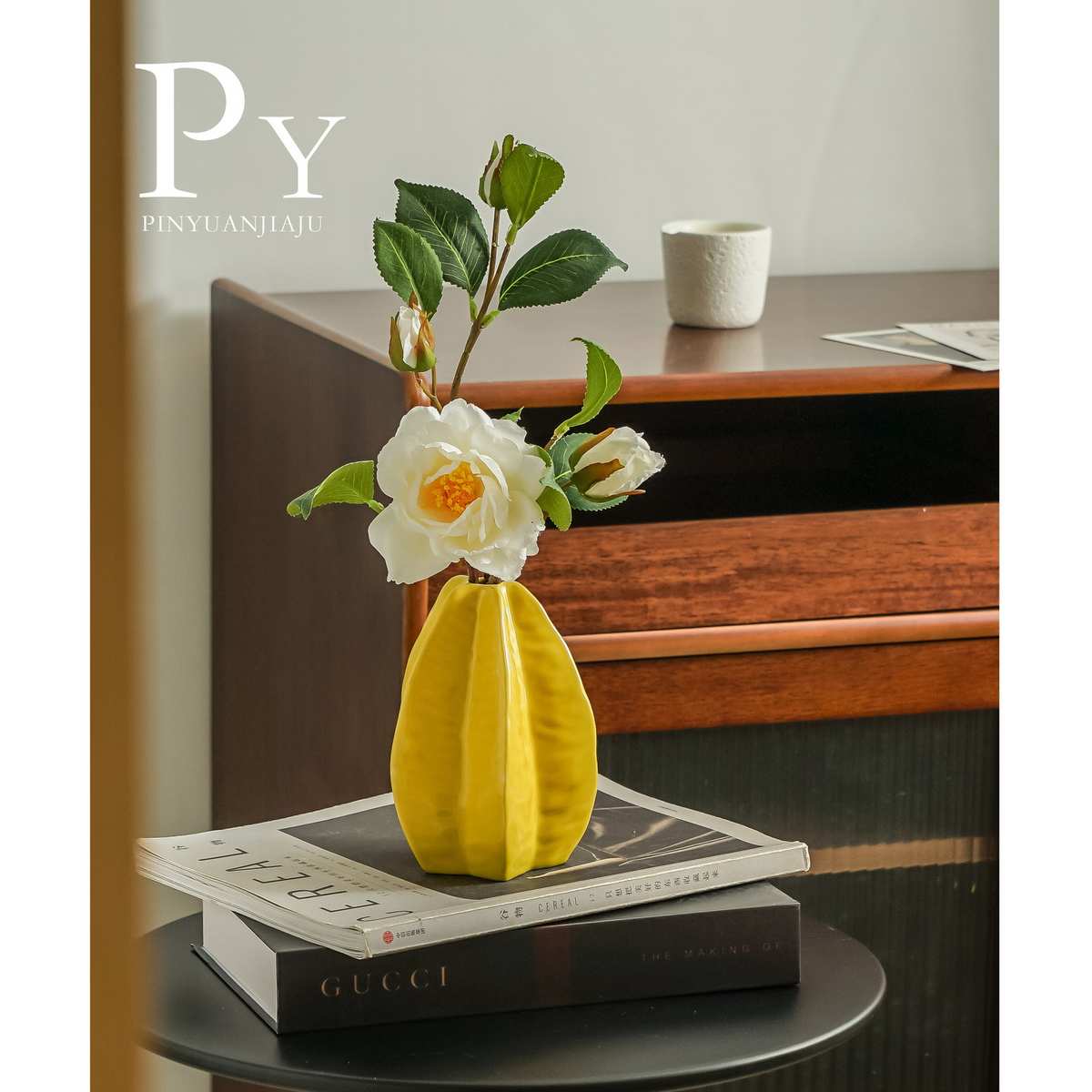 北欧ins杨桃欧式陶瓷花瓶仿真花创意艺术插花花器家居装饰摆设