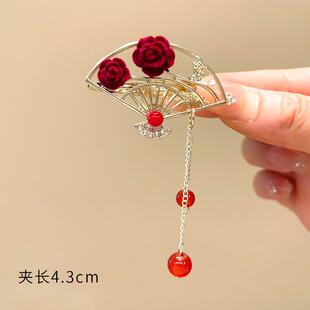 敬酒服头饰新娘红色头花发箍三件套新款简单大气结婚纱礼服发