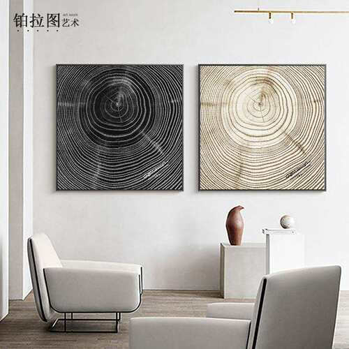 新款直销年轮 现代北欧风格装饰画办公室书房挂画客厅玄关壁画民