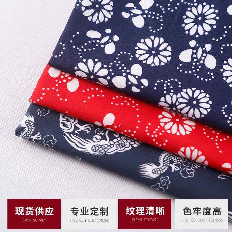 厂家供应 兰花布 全涤双面磨毛布，涤棉布，乌镇蓝印花，服装