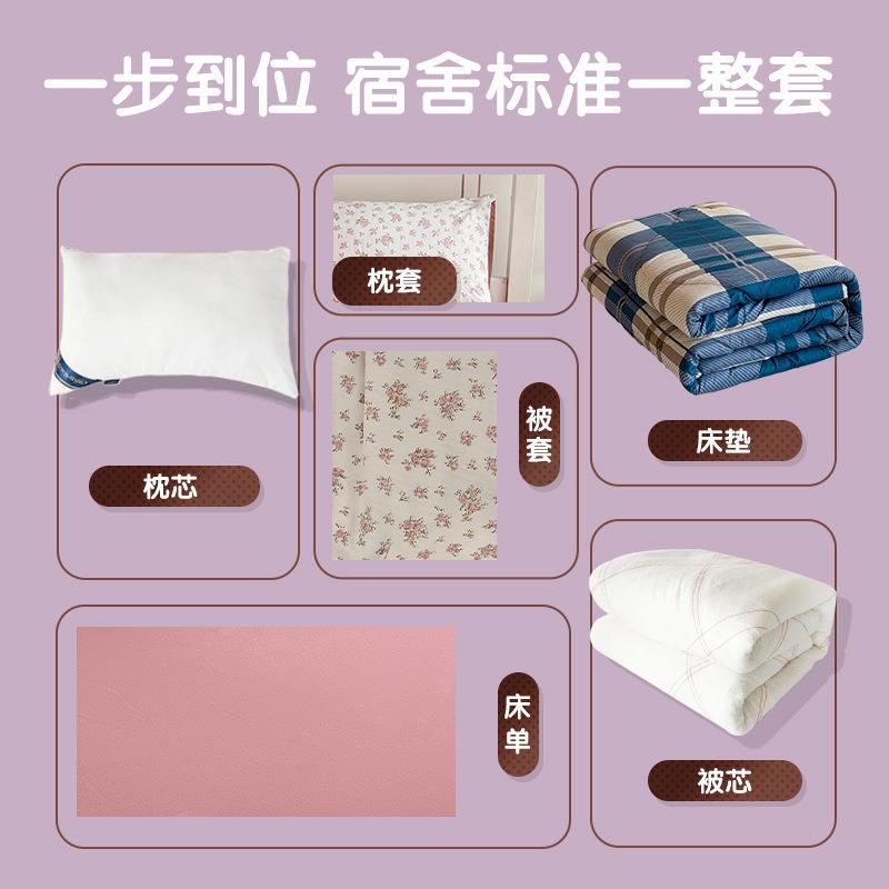 学生宿舍六件套泡泡棉粉佳人被套被子单人床上用品90褥子上下铺