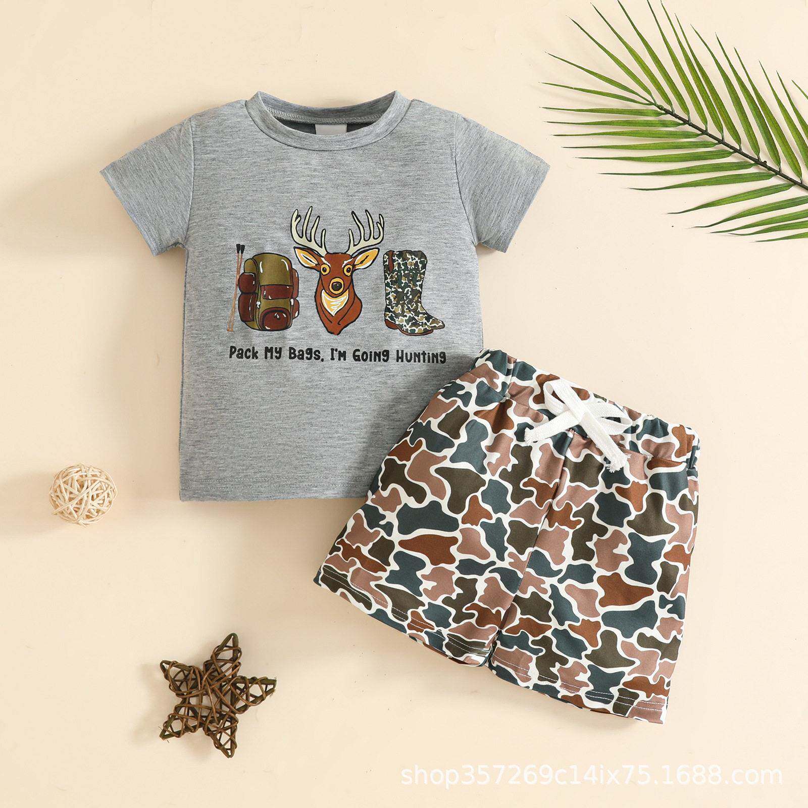 boys 45 years duck hunting theme shortsleeve set summer kids