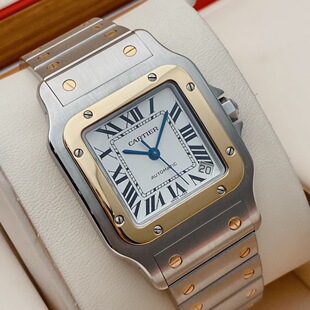 先鉴后发 98新35mm卡地亚山度士18K黄金日历自动机械女表正品