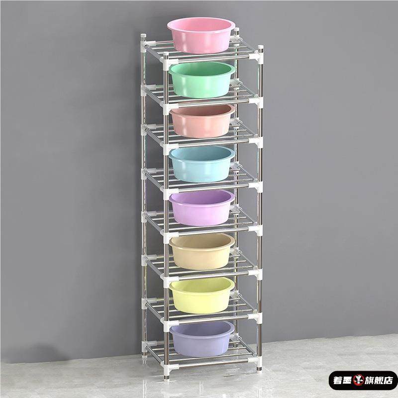 不锈钢脸盆架宿舍落地多层架卫生间置物架浴室转角洗脸盆收纳架子