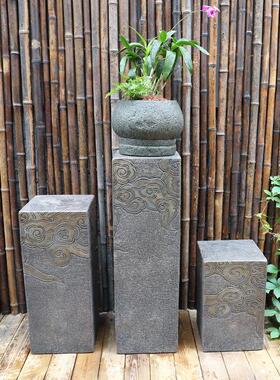 新式祥云展示smf-dz03柱中彷古落地摆件厅玄关装饰花摆客设庭院园