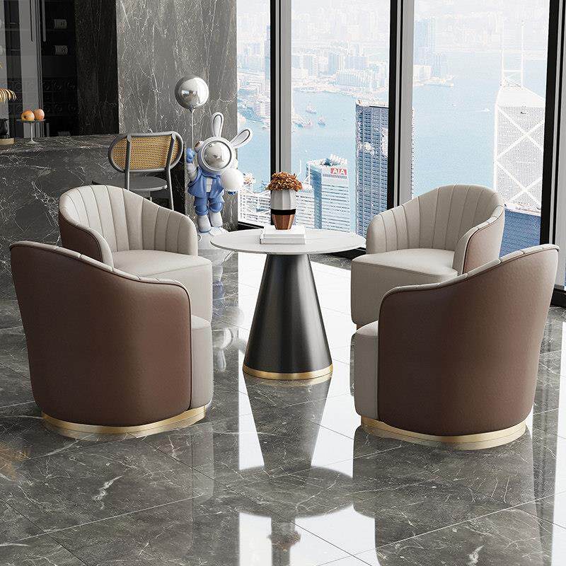 现代简约沙发椅阳台单人休闲椅展厅接待桌椅办公室商务洽谈沙发组