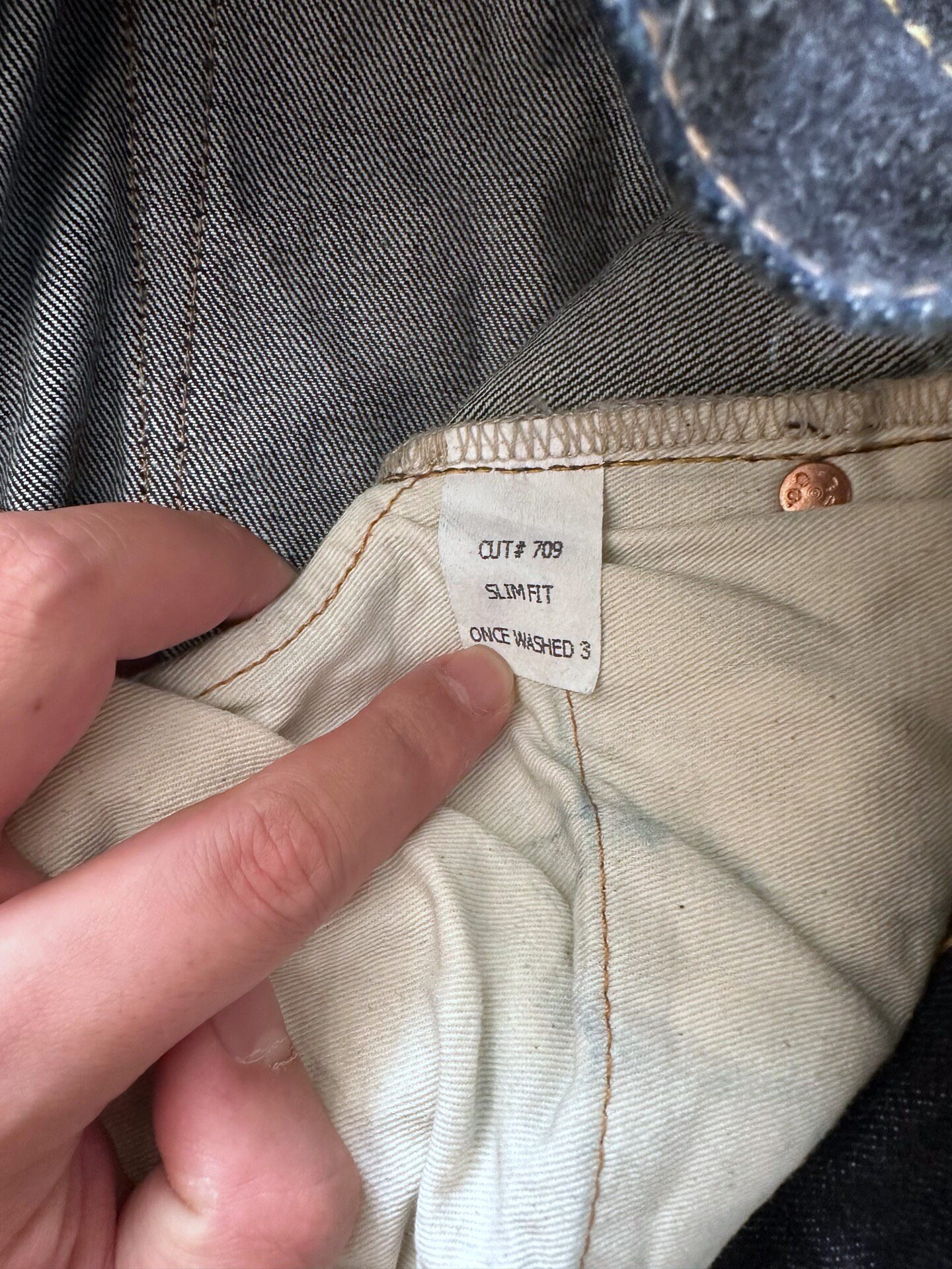 RRL Raw Denim Slim Fit Jeans — label