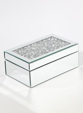 化妆品水晶玻璃收纳盒首饰盒桌面置物架高级感轻奢饰品收纳盒