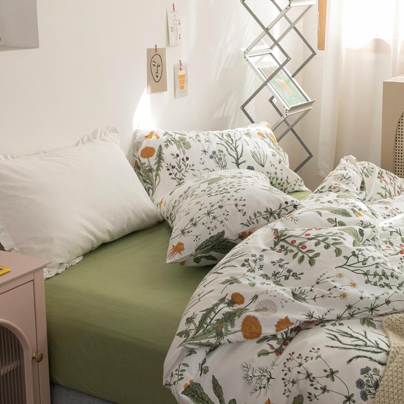 高档in北欧1全棉碎花小清新床品四件套纯棉床单三件套被套.5s米m2