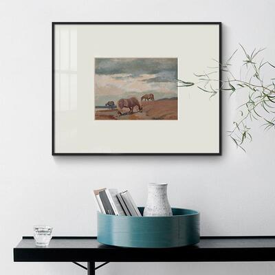 田野 北欧乡村风景装饰画复古田园玄关柜挂画美式小众餐厅壁画