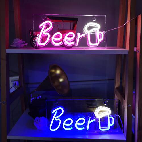 跨境LED背板Beer霓虹灯造型灯彩灯酒吧氛围灯挂墙节日卧室装饰灯