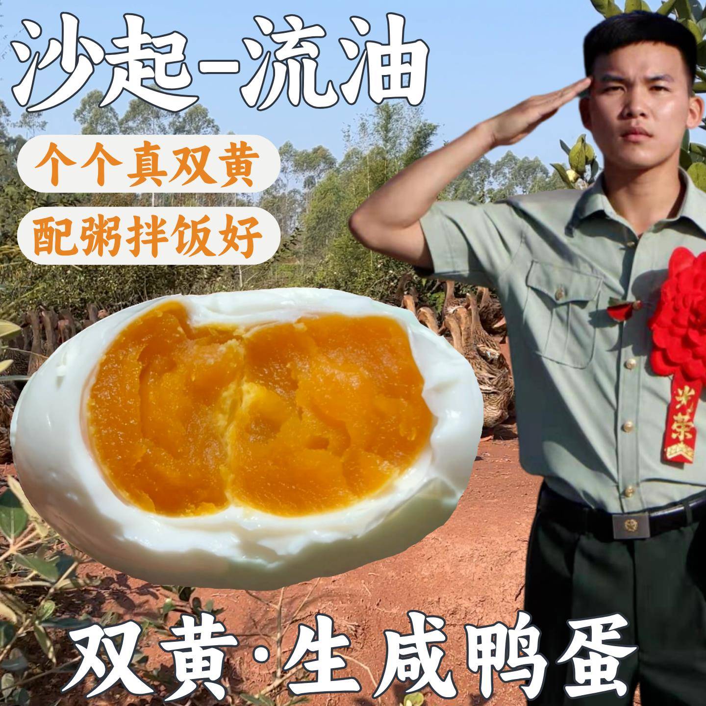 兵哥双黄生咸鸭蛋传统手工红泥腌制鸭蛋新鲜蛋白不咸蛋黄起沙流油