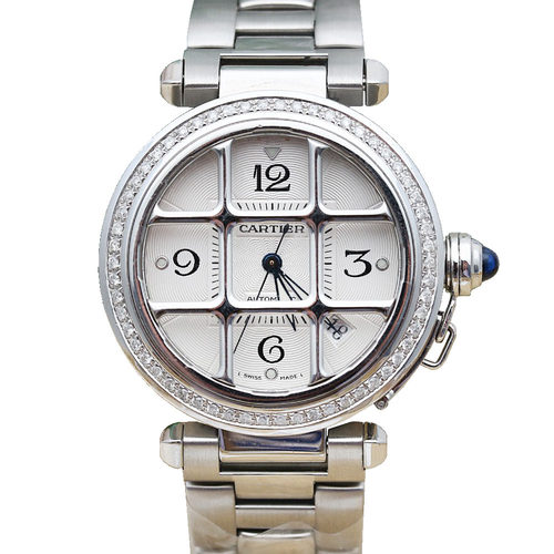 [9.8新]卡地亚帕莎后镶钻自动机械表38mm