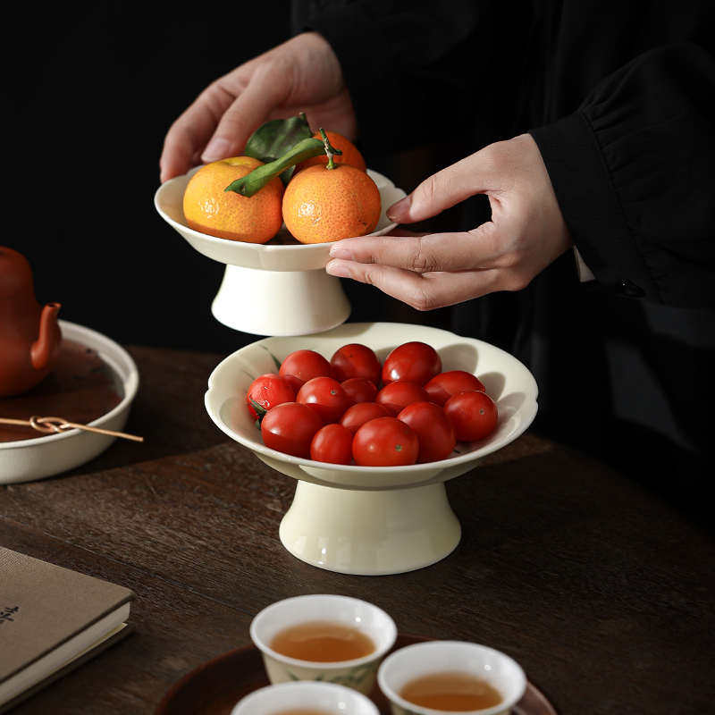 纯手绘翠釉绿竹高脚果盘家用高端客厅茶几零食盘中式围炉煮茶果盘,餐饮具,果盆/果盘/果篮,淘宝优惠券,粉丝福利购,淘宝优惠卷