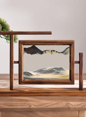 实木框流沙画 画解压摆件客厅桌面玄关酒柜电视柜办公桌轻奢家居