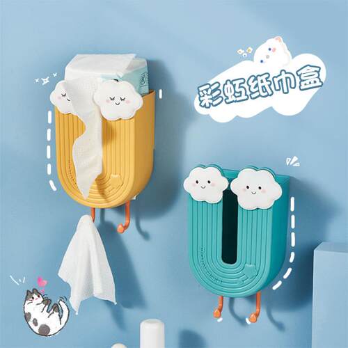 Creative Rainbow Tissue Box Holder: A No-Drill, Wall-Mounted