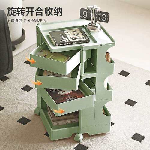 友耐小推车置物架可移动多功能客厅收纳柜可旋转储物柜卧室床头柜