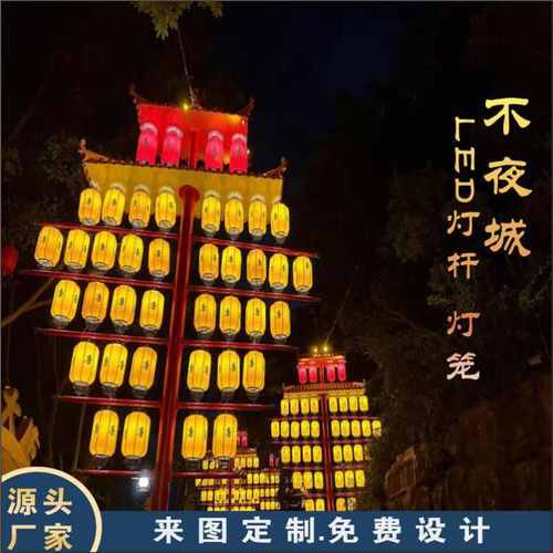 文旅景区户外防水仿古街道国潮pe亚克力八角宫灯架大唐不夜城灯笼