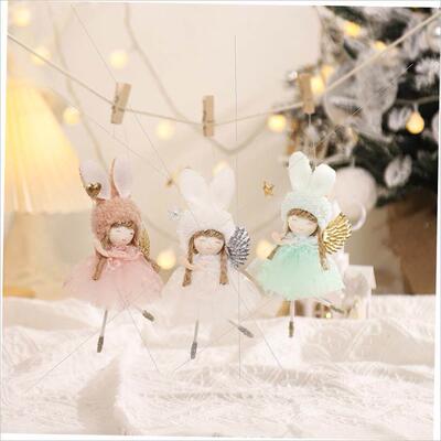 Christmas Bunny Ears girl with wings doll pendant圣诞