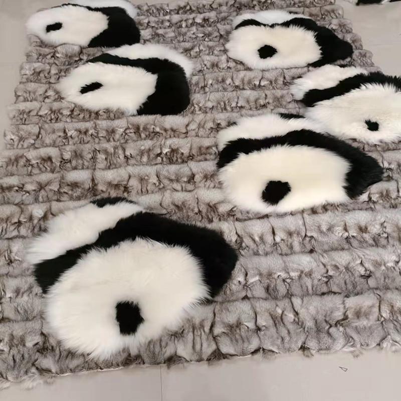 澳洲羊毛坐垫冬季保暖加厚椅子垫皮毛一体椅垫家用纯羊毛地毯地垫
