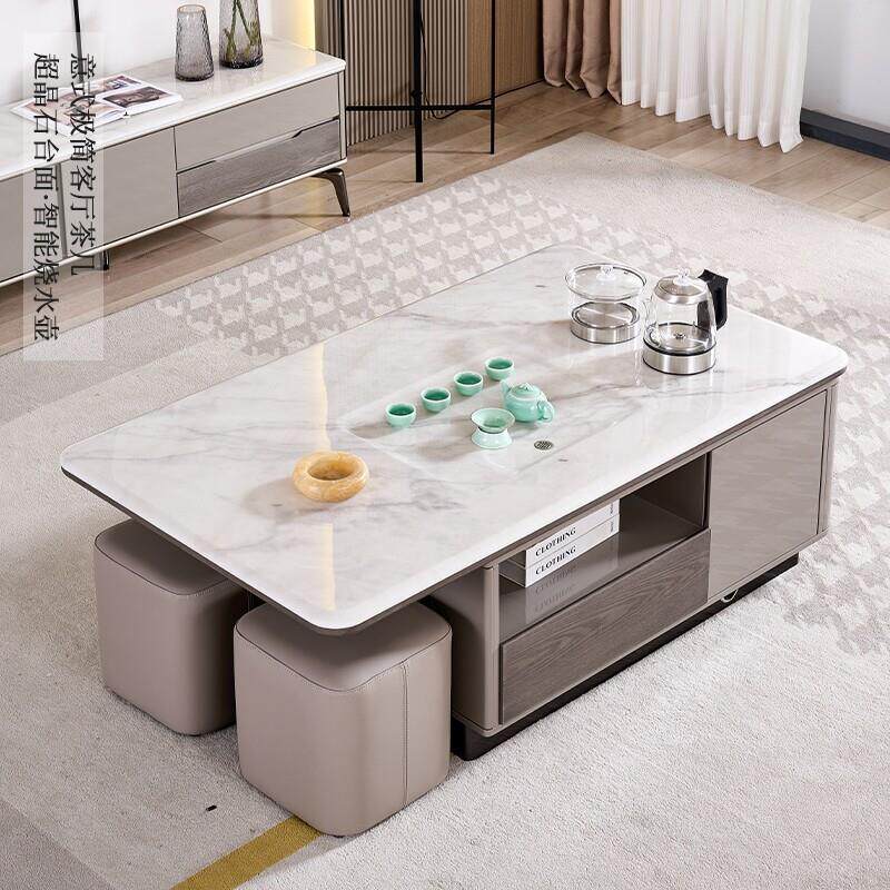 大小户型实木功夫茶桌客厅家用茶几电视柜超晶石泡茶台烧水壶一体