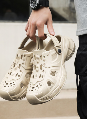 奇丹鞋厂鞋男士夏季踩屎感厚底运动户外防滑沙滩包头凉拖鞋男