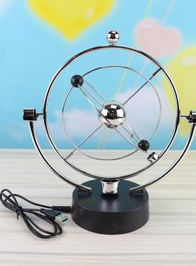 USB地球永动天体仪银河系摇摆器 创意家居装饰工艺品办公室摆件