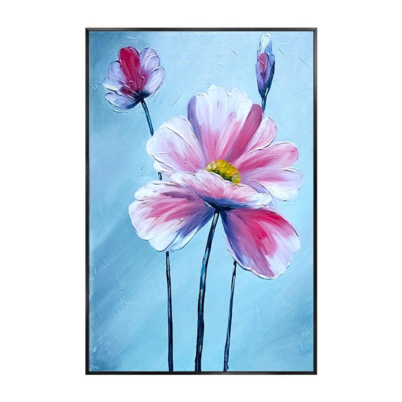轻画富贵油画玄关手绘装饰画荷花丙烯肌理立体挂画花开客厅风纯奢图片