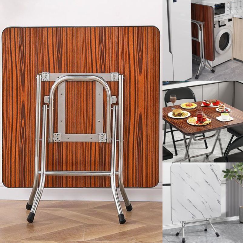 正方形折叠简易麻将折叠餐桌家用可吃饭大方桌不锈钢小户型折叠桌