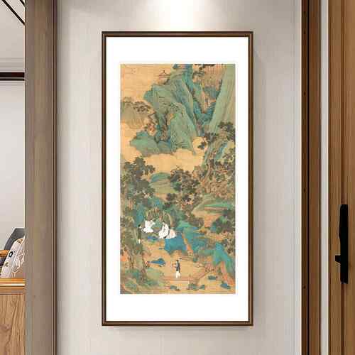 仇英桃源仙境图国画工笔画山水人物画玄关走廊挂画茶室装饰画