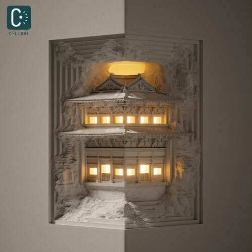 国风石膏壁灯转角墙嵌入式角氛围感应灯内嵌预埋走廊楼梯壁龛灯