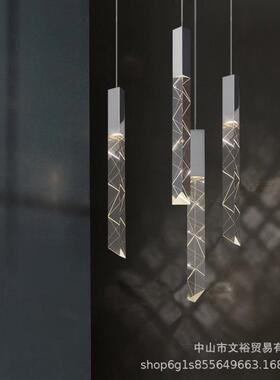 极简艺术长线吧台厅床头吊线水餐晶灯房楼梯复SJT-003厅式展楼LED