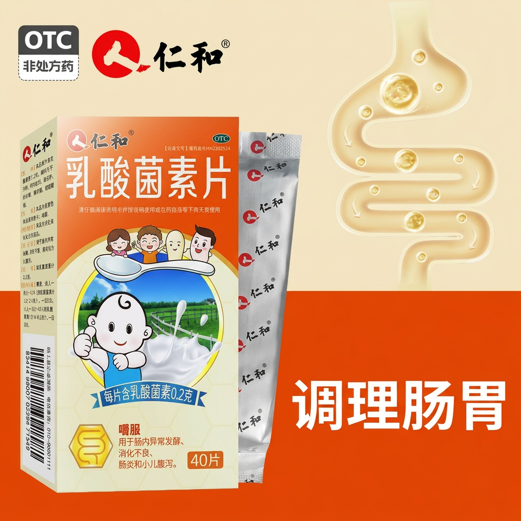 仁和乳酸菌素片40片儿童成人调理肠胃益生菌肠道菌群乳酸菌消化药