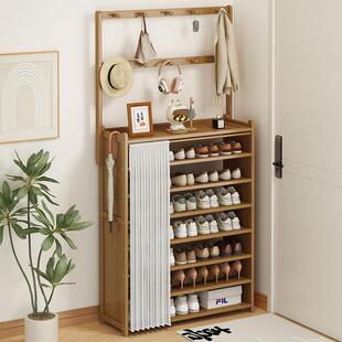 鞋柜门口进门靠墙防尘鞋架衣帽架一体式多层家用鞋子收纳架置物架
