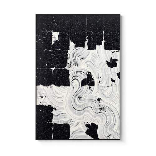 现代抽象黑白艺术装饰画客厅沙发背景墙挂画简约大幅玄关过道壁画